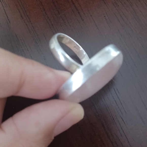 Real ROSE QUARTZ  SILVER RING - Picture 4 of 9
